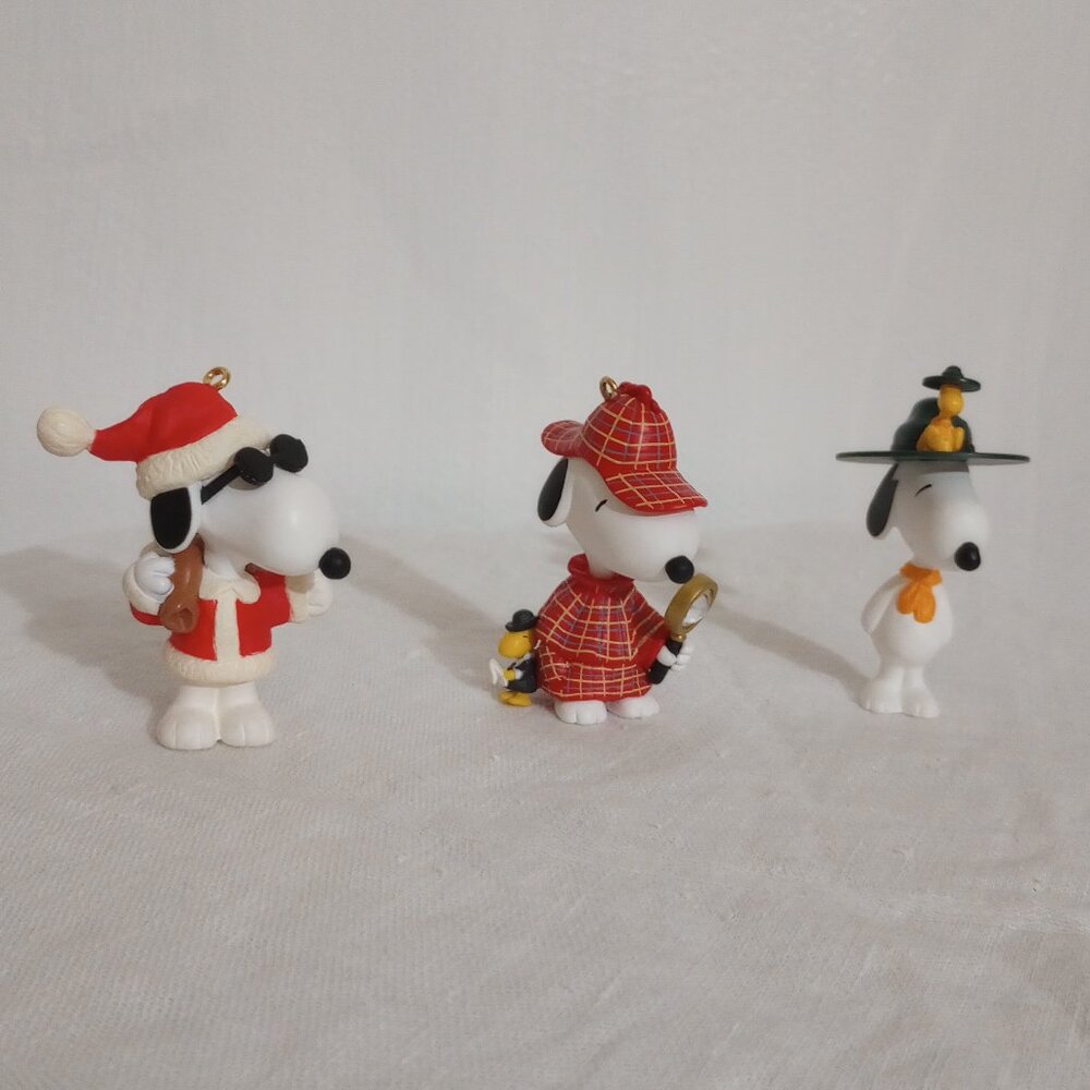 3 Hallmark Spotlight on Snoopy Ornaments, Years 1998, 2000, and 2001, Pre-Owned